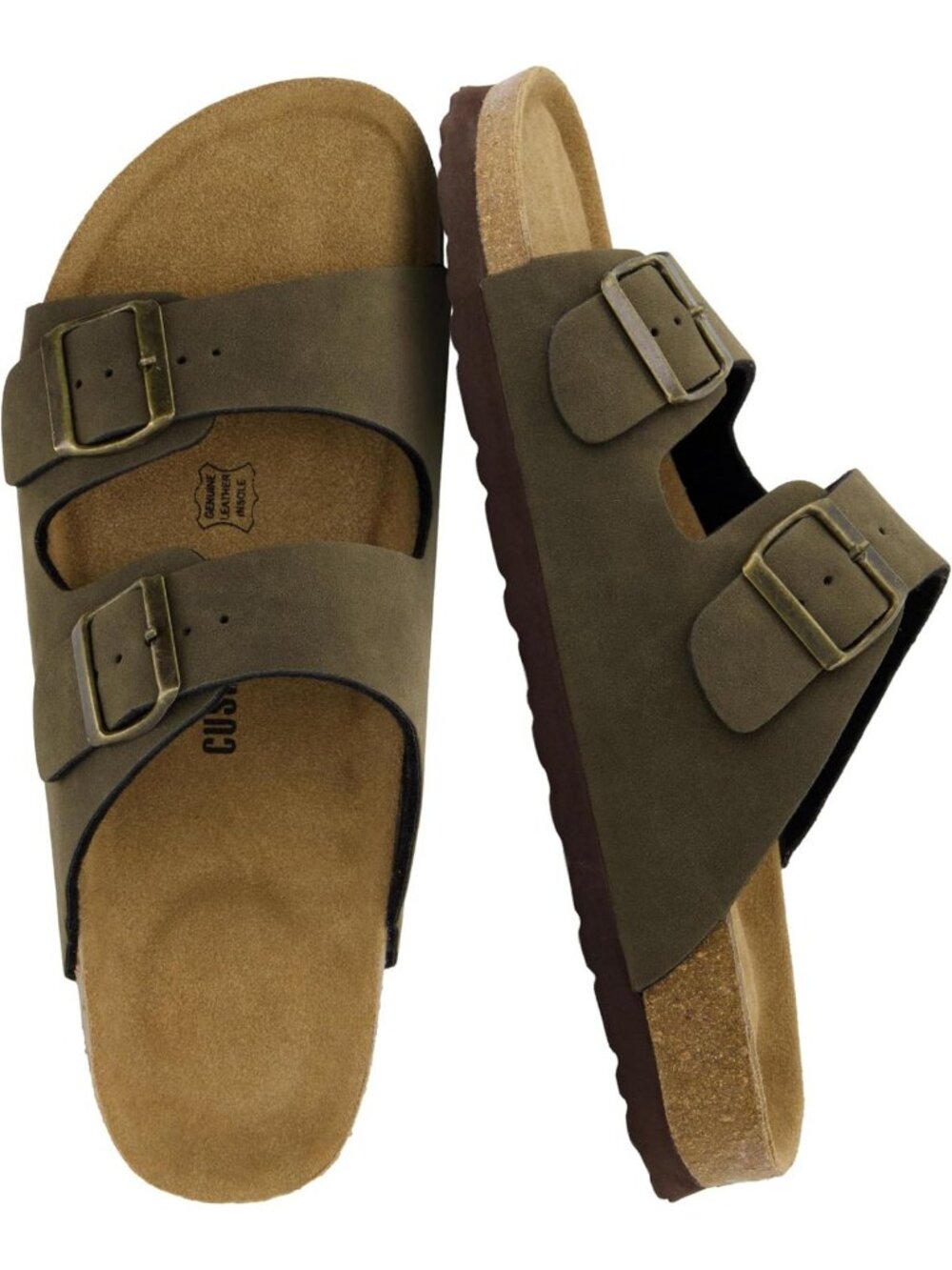 Comfortable Adjustable Buckle Men's Sandals with Cork Footbed & Leather Insole